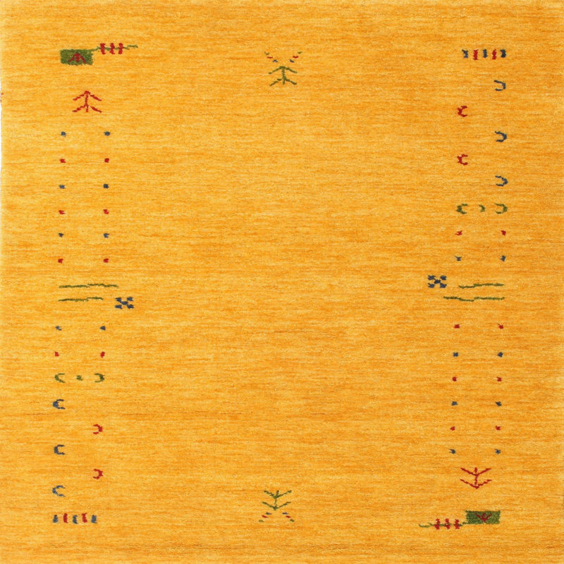 Tapis contemporain jaune, Rectangle 5 pi x 7 pi