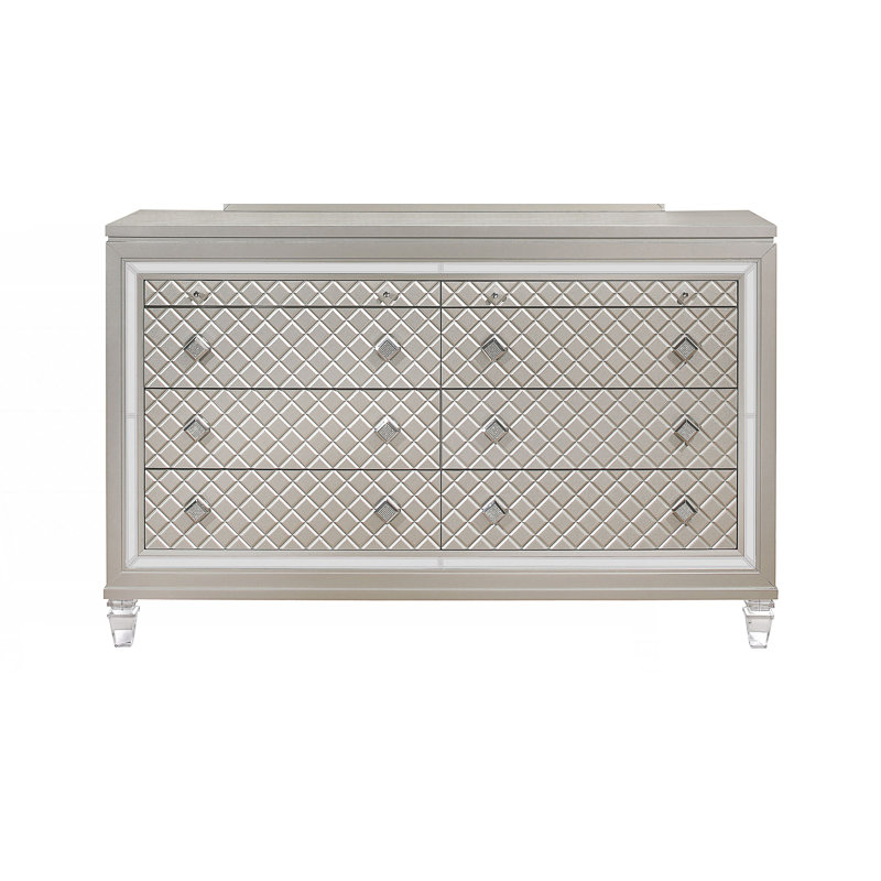 Commode de chambre à coucher avec tiroir spacieux et 2 tiroirs à bijoux doublés de feutre
