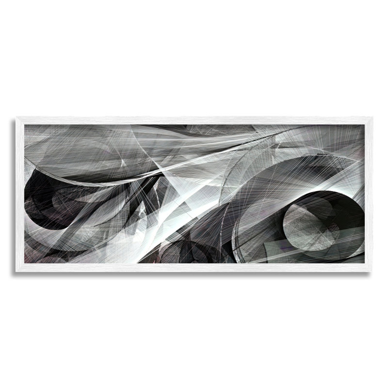 Formes abstraites monochromes de formes circulaires denses par Alpenglow, Toile tendue, L 30 po x H 13 po