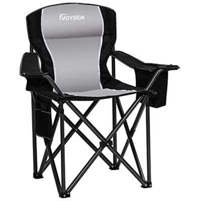 Folding Camping Chair Oversized Heavy Duty Padded Outdoor Chair With Cup Holder Storage And Cooler Bag, 450 Lbs Weight Capacity, Thicken 600d Oxford, Blue
