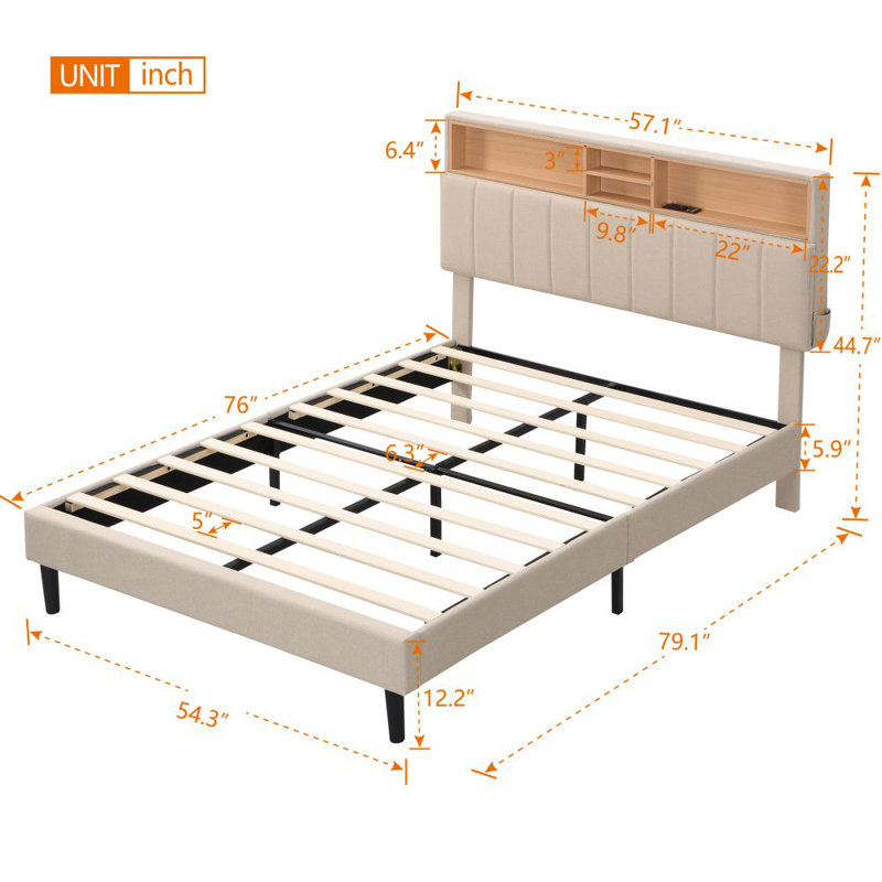 Lit-bateau avec rangement Kewell, Double, Blanc