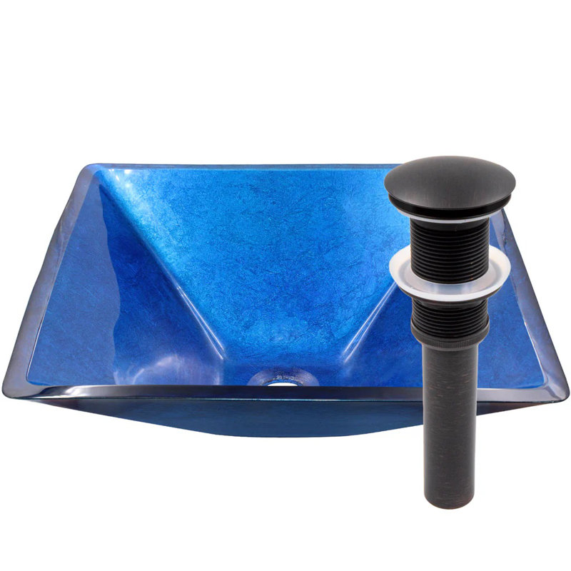 Novatto 17'' Glass Square Bathroom Sink, Oil Rubbed Bronze
