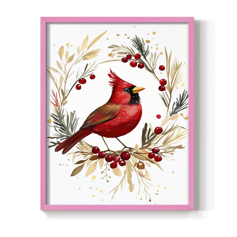 «Christmas Holiday Art CMXCIV», reproduction d'art encadrée - bois massif, H 11 po x l 9 po, Rose