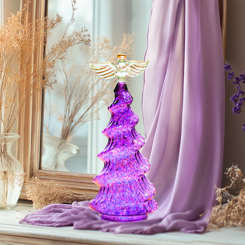 Décoration d'arbre de Noël en verre - Décoration de Noël pour table, centre de table de Noël, Jaune