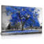 Large Tree Leaves Black White - Wrapped Canvas Print-70936461-70936462