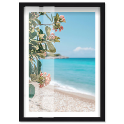Cyan Leaf Mist Shadowbox Print Travel Art Prints by Notoriart, Black Frame, 37 x 55