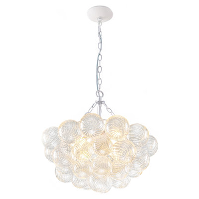 Lustre 4 lumières à bulles de verre moderne, 24 po