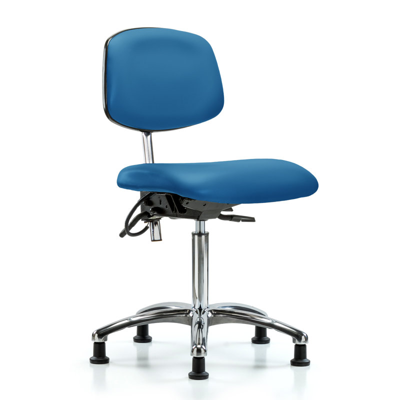 Vinyl ESD Chair, Blue, Glides, Not Included