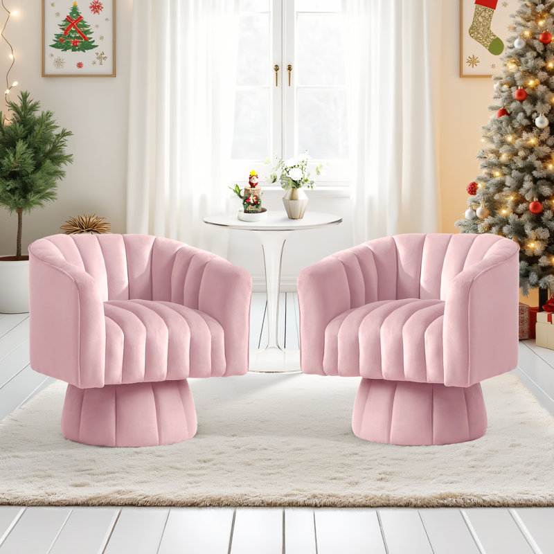 Accent Chair, 360° Swivel Accent Chairs, Velvet Upholstered Small Barrel Chair, Small Barrel Chairs For Small Place, Classic Chair For Living Room Or Bedroom