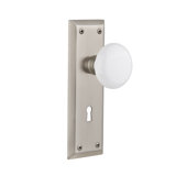 New York Plate with Decorative Keyhole and White Porcelain Door Knob