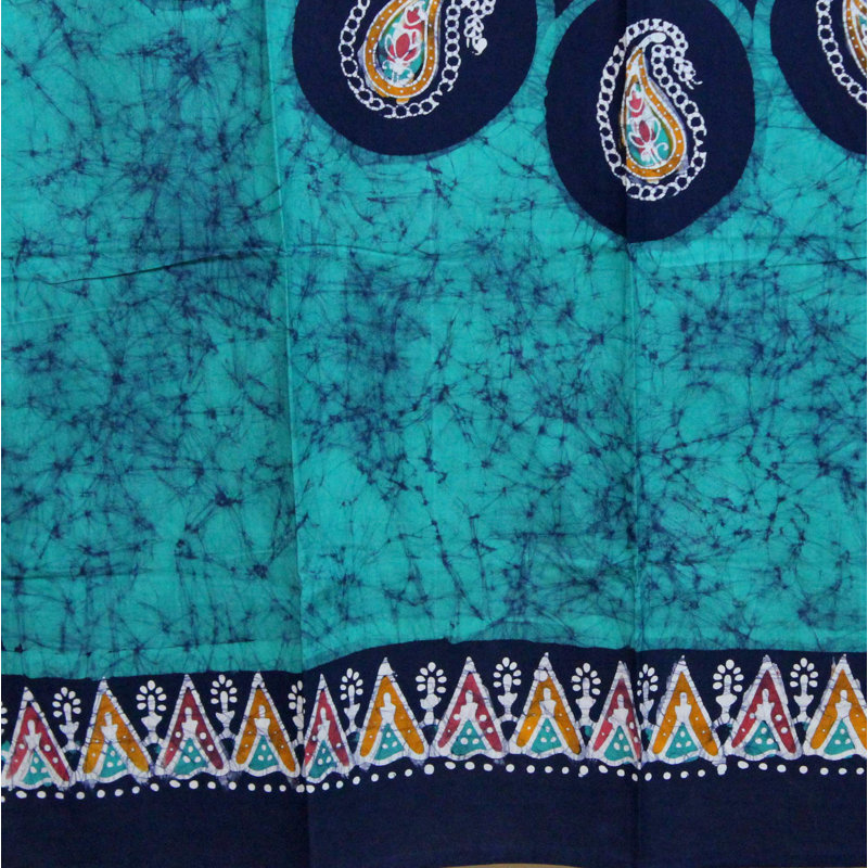 Panneau de rideau simple obscurcissant 100% coton Oquendo Batik, Bleu sarcelle