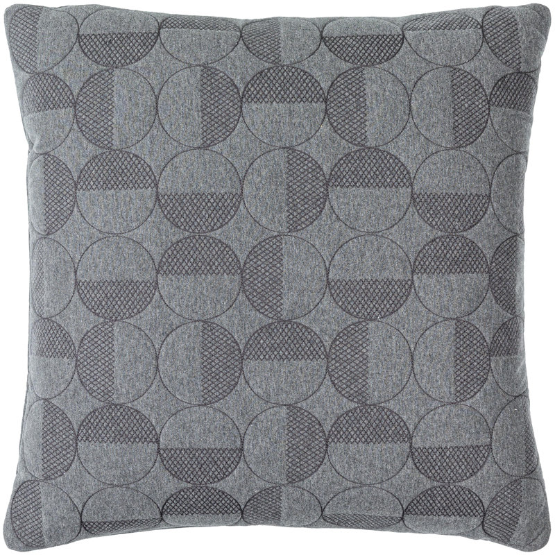 Semicircle Abstract Cotton Throw Pillow, Charcoal, 20" x 20", Down