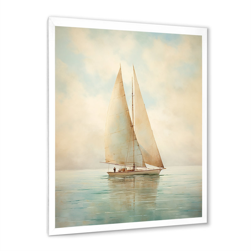 Voilier «Whispering Breezes II» - Bateau à voile, art mural, H 20 po x l 12 po, Cadre photo unique, Blanc