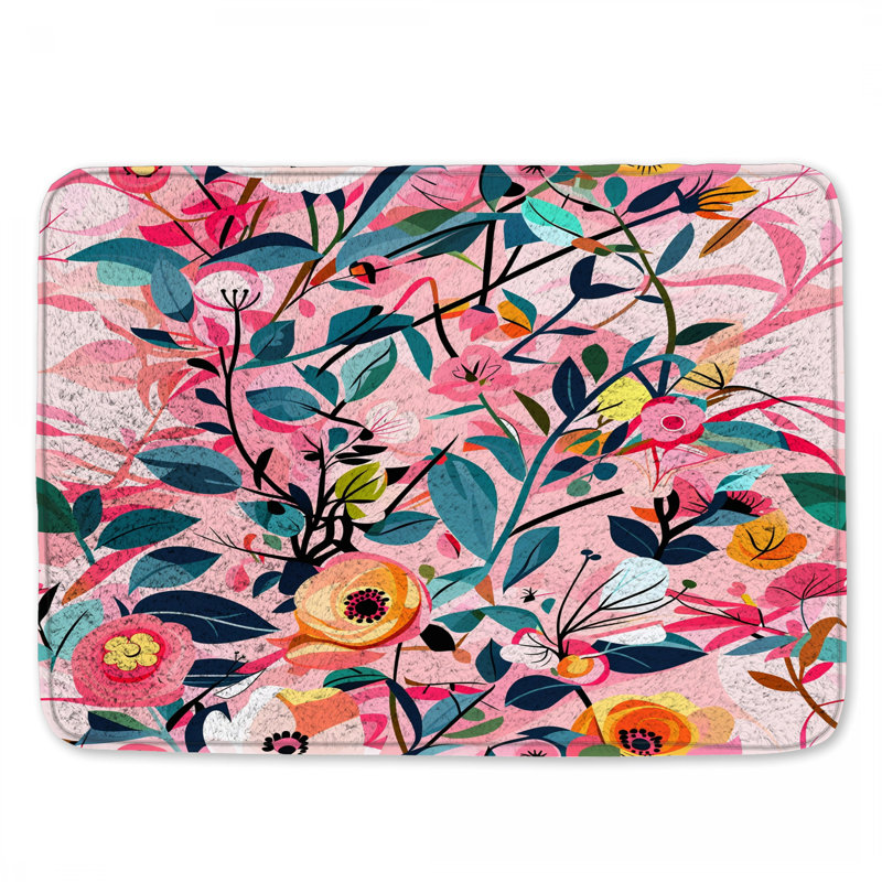 Tapis de bain floral, 24 po L x 17 po L