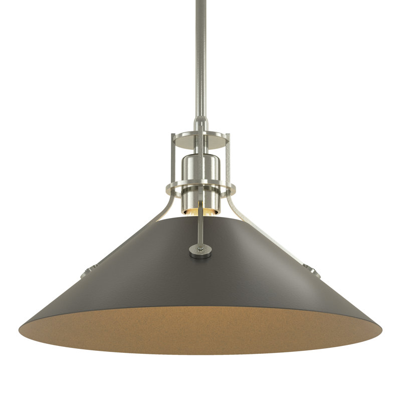 Luminaire suspendu conique à 1 lumière Henry, Sterling, Noir, H 56,3 po x l 14,4 po x P 14,4 po