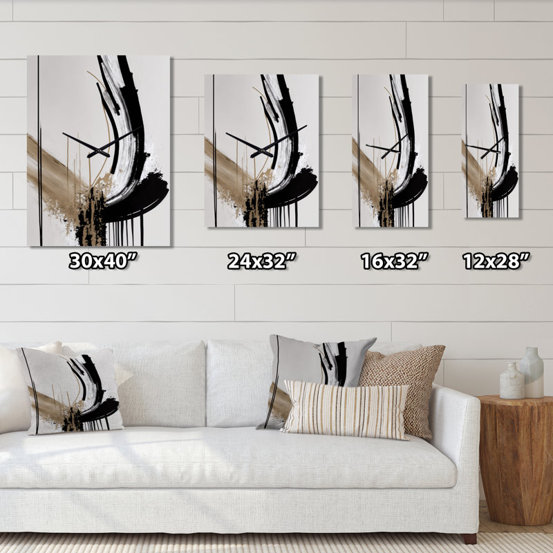 Minimaliste abstrait IV - Horloge murale moderne abstraite, H 40 po x l 30 po x P 1 po