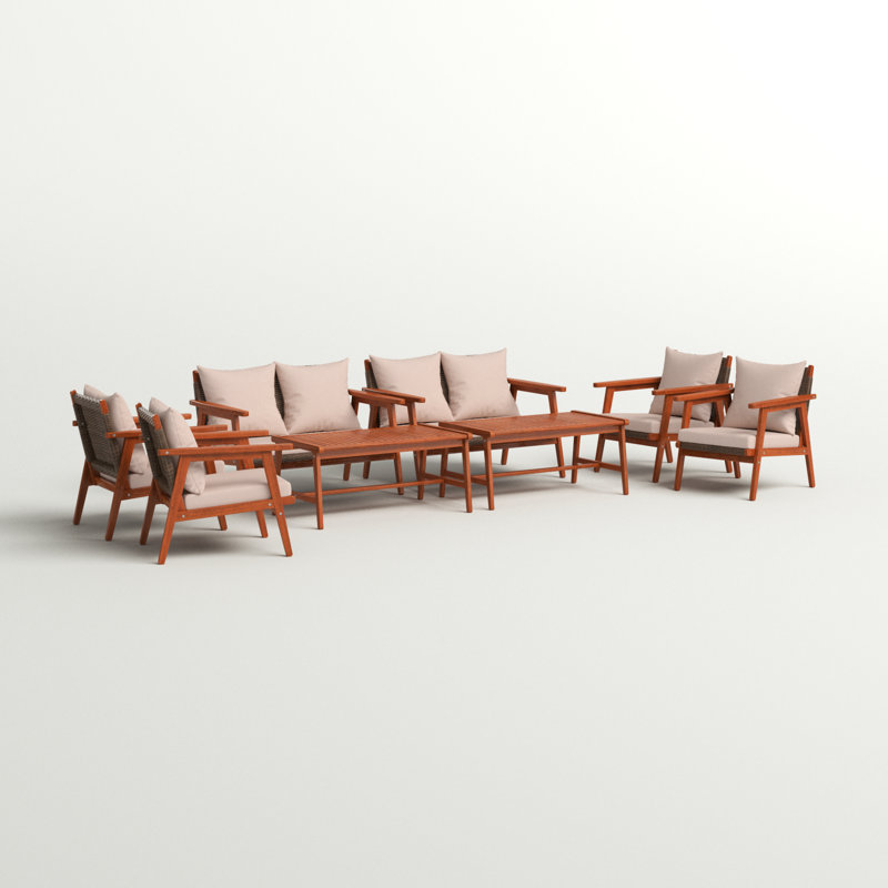 Ensemble de conversation de patio pour 8 personnes avec coussins Eberhardt