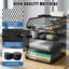 Organisateur de bureau empilable en filet - plateau de documents en métal noir à 4 niveaux avec tablette supérieure - porte-lettres incliné et dossier - support à dossiers extensible durable pour le rangement de bureau - 4 couches