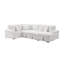 Ensemble de canapé modulaire 3 pièces en velours côtelé blanc avec rangement et méridienne