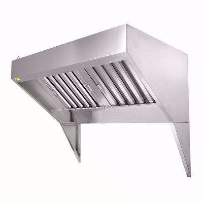 Commercial Exhaust Hood, 5FT Food Truck Hood Exhaust, 201 Stainless Steel Concession Trailer Hood With 2 Detachable U-Shaped Grid Oil Filter Mesh, Rust Resistant Vent Hood For Kitchen Restaurant