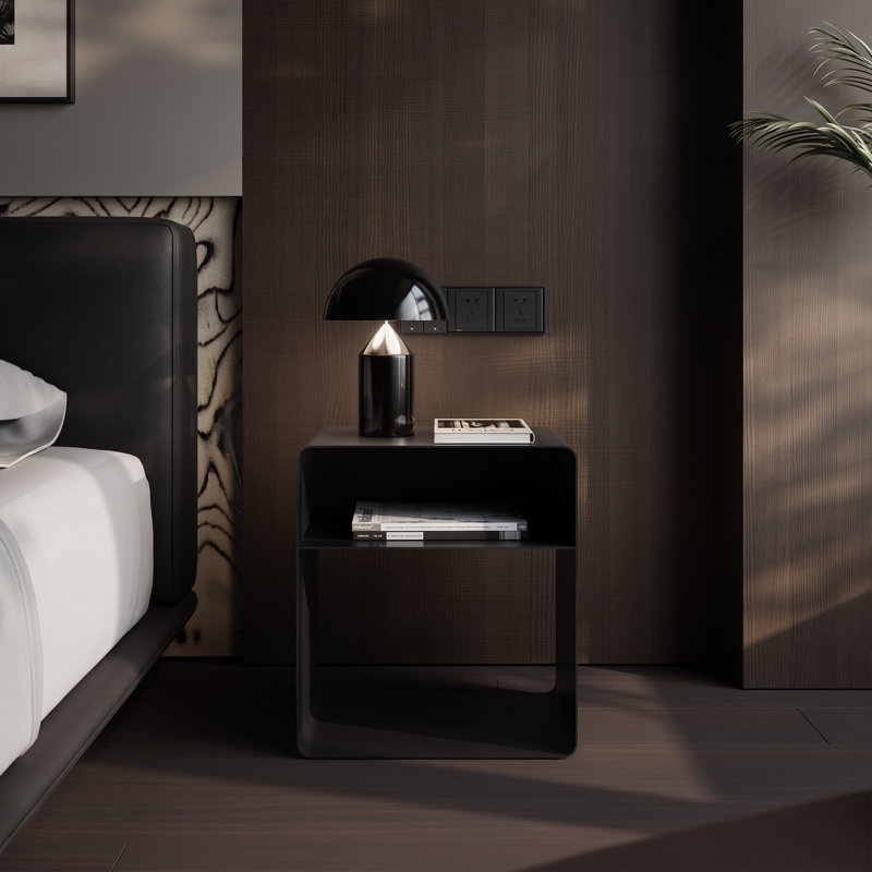 45cm W Metal Bedside Table, black