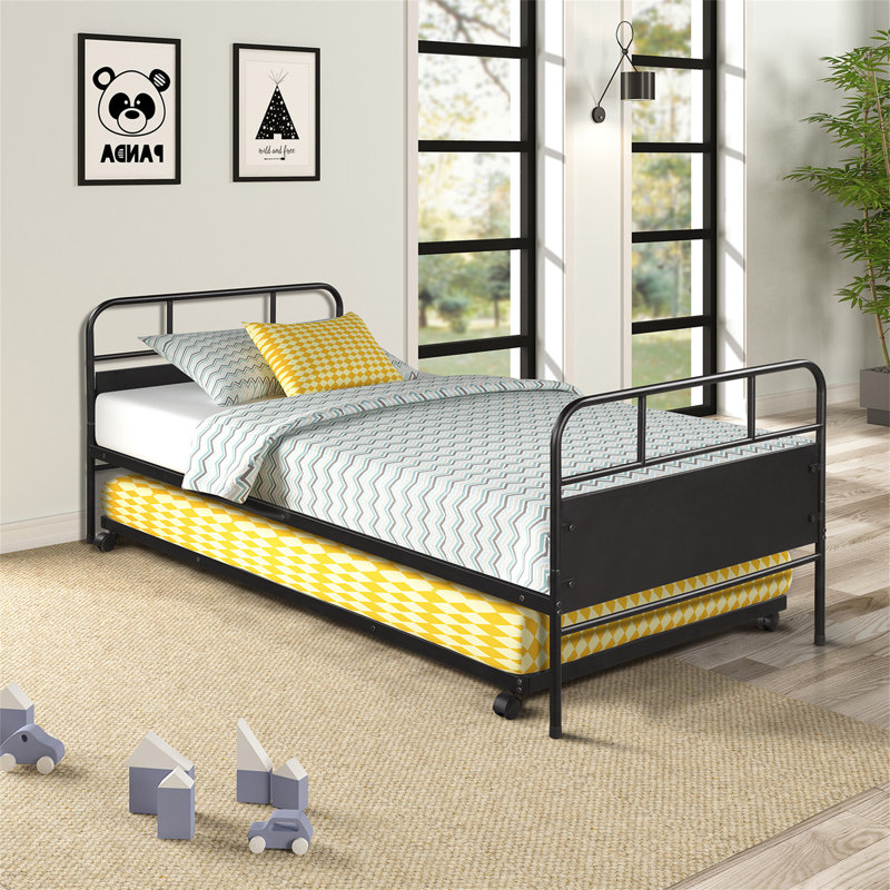 [Non autorisé à vendre à Walmart] Structure de lit plateforme en métal avec roulettes intégrées