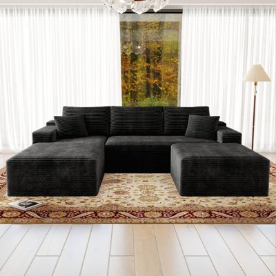 Koli Boneless U-shaped Cloud Sectional Sofa Couch, Compression Modular Sofa, Corduroy