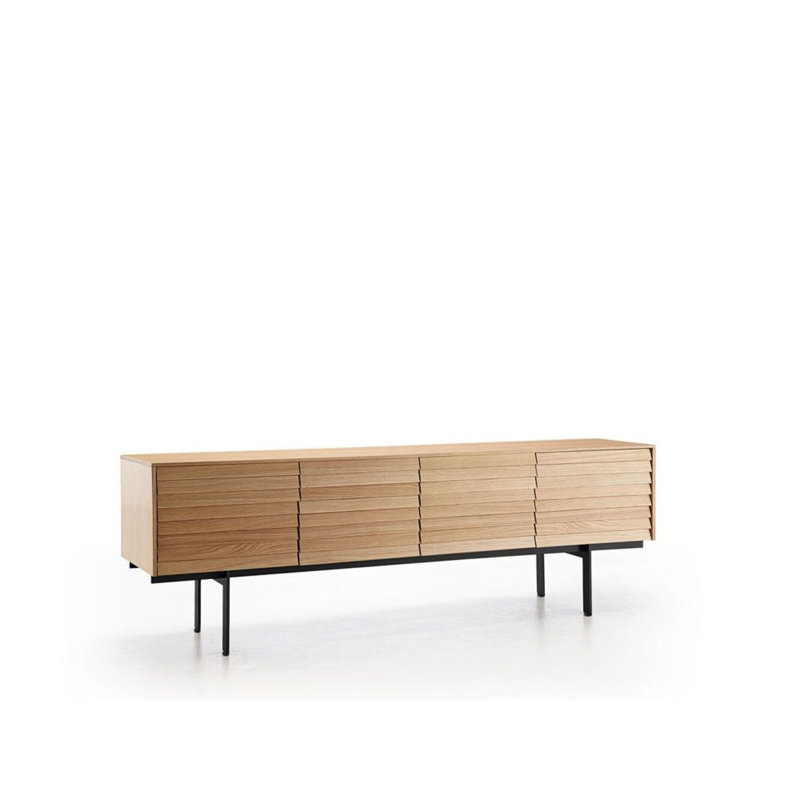 Sideboard, Black/Super Matte Oak, 16.3" H x 92.8" W x 18.5" D