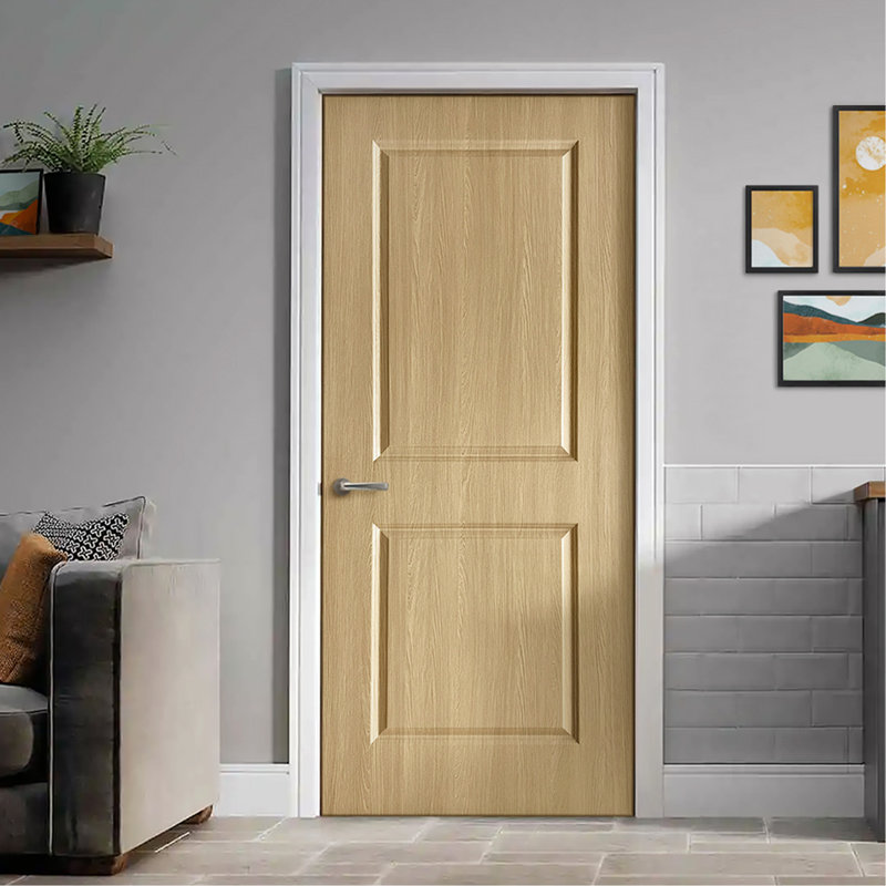 Porte intérieure à deux panneaux creux en composite PVC, fini chêne, 91,4 cm x 203,2 cm (36 po x 80 po).
