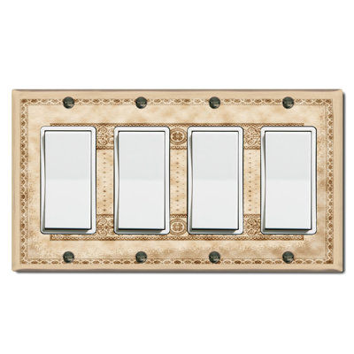 Elegant Beige Carpet Rug Print Nature Themed 4 - Gang Rocker Standard Wall Plate