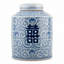 Porcelain Tea Jar with Floral Lattice Pattern