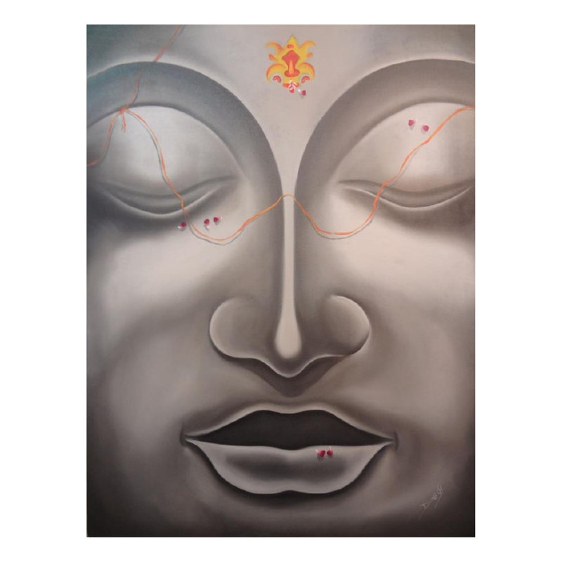 Bouddha calme de Gautam | Huile sur toile | Par Dinesh Kumar