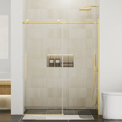 56"–60" W × 75" H Frameless Single Sliding Shower Door With 5/16" (8mm) Clear Tempered Glass