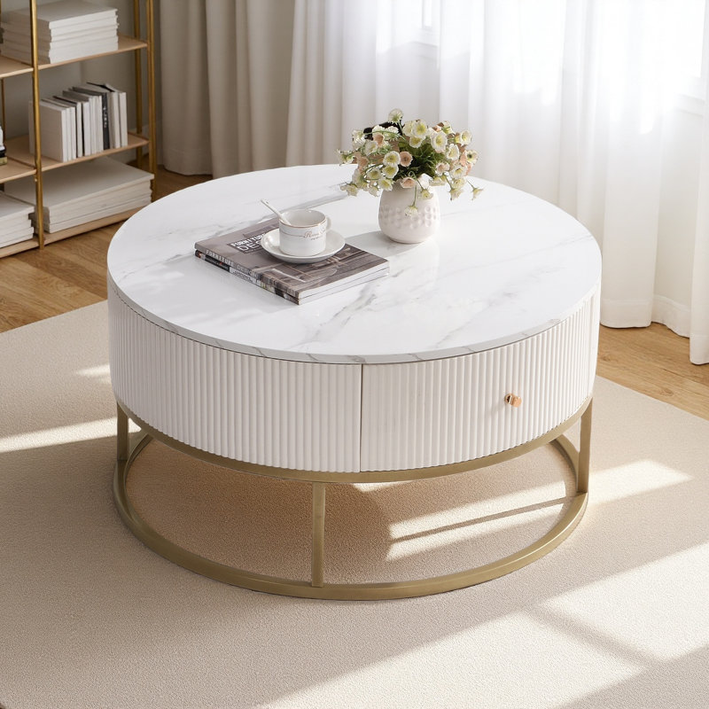 Table basse de 31,5 pouces avec tiroirs, table basse moderne avec rangement, table basse pour le salon