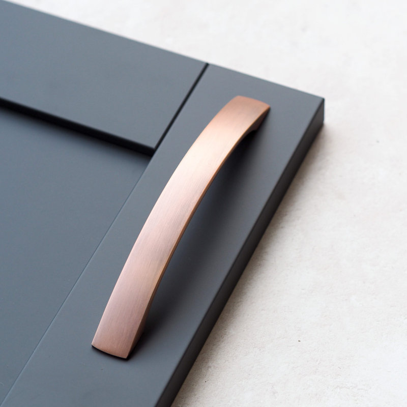 Brushed Copper D-Bar Handles & Coordinating Round Knob, 160mm Bridge Handle