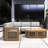 L-Shape 4-Seat Solid Acacia Modular Sofa Set With Oval Coffee Table