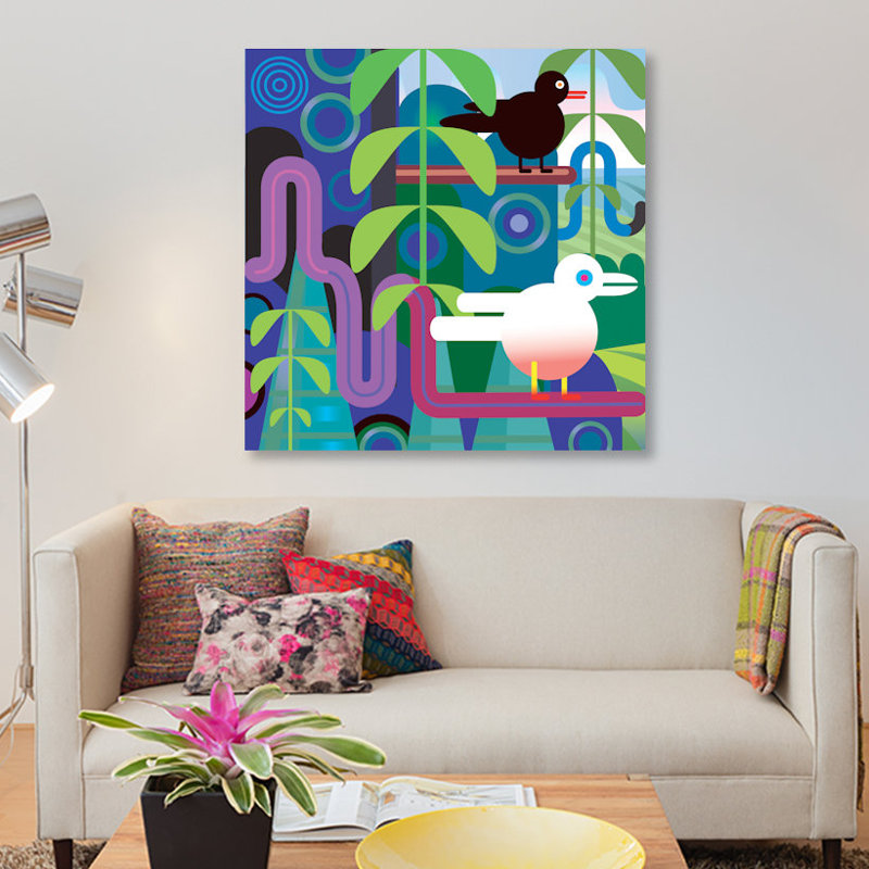 « jungle », impression sur toile, H 48 po x l 48 po x P 1,5 po, Pas de tapis, Toile tendue