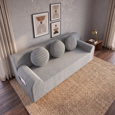 Canapé modulaire 71 po avec sièges profonds, 3 coussins et poches latérales 71 po, sans assemblage