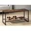 Banc de hall d'entrée industriel moderne avec tablette de rangement, structure en acier robuste et plateau en grain de bois, capacité de 250 lb, assemblage facile, 34,43 po x 11,81 po x 18,74 po