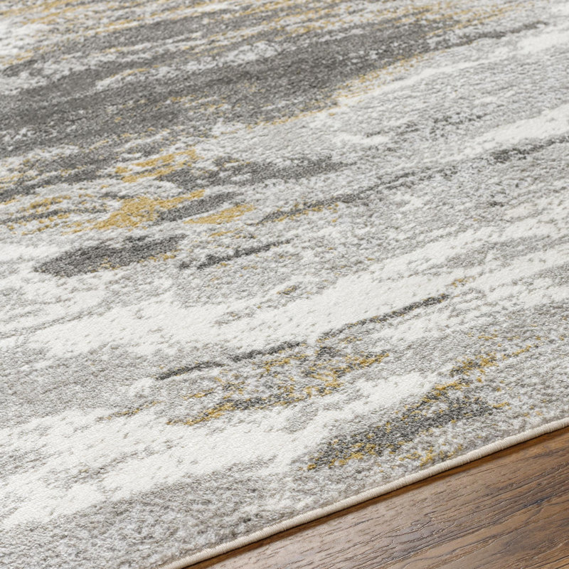 Davide Abstract Dark Gray Area Rug, Rectangle 5'3" x 7'