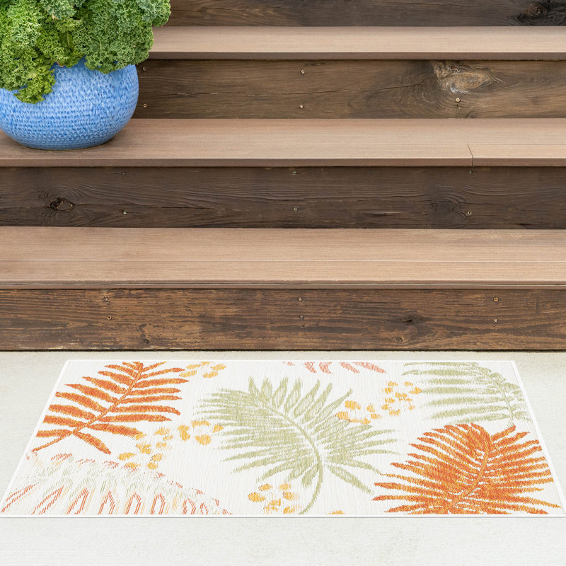 Tapis intérieur / extérieur en polypropylène tissé à plat réversible Valery - orange , Rectangle 2 pi x 3 pi