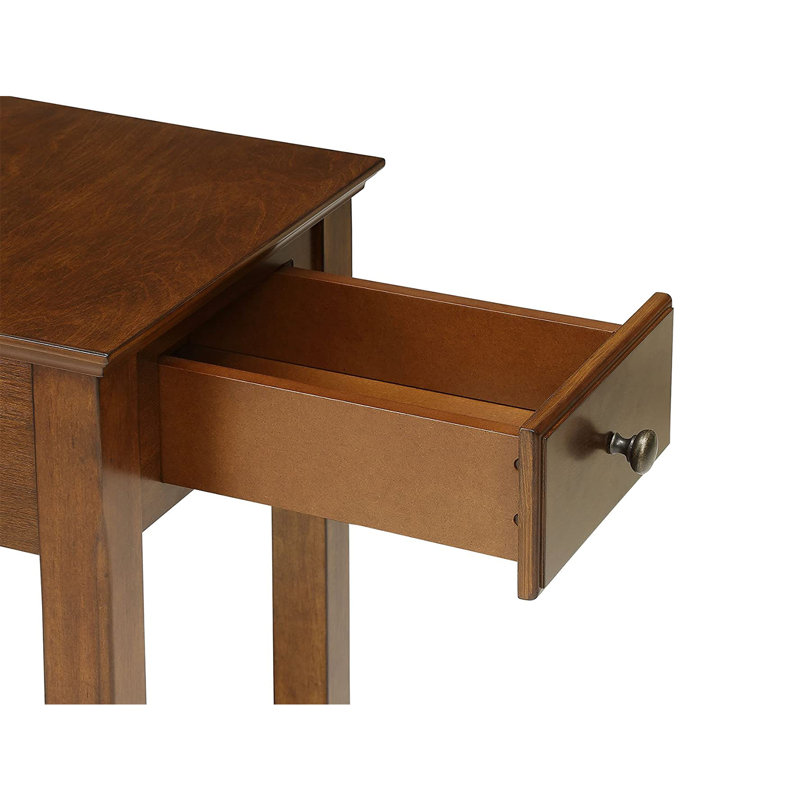 Solid Wood side table Rectangular End Table Desk with Single Drawer, Brown