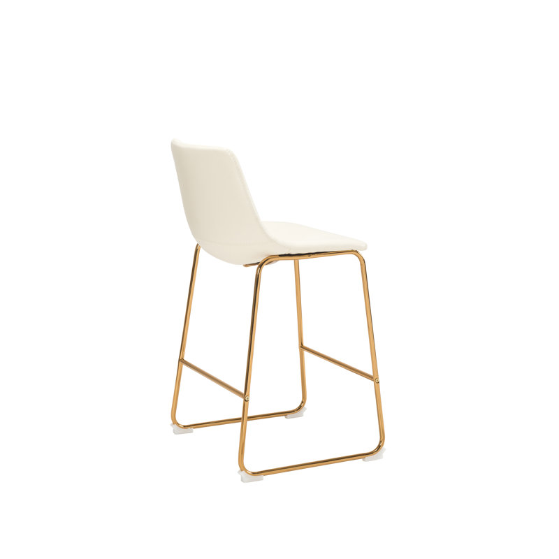 Kodina Nia Leather Counter & Bar Stools, Counter Stool (25.5" Seat Height), White, Gold