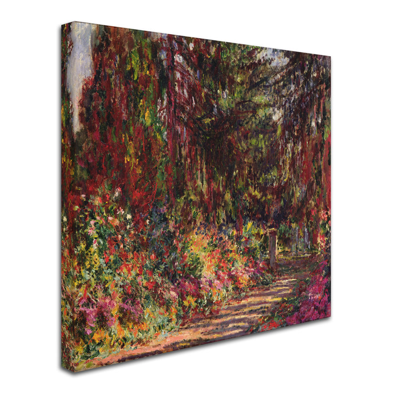 «The Garden Path at Giverny» par Claude Monet, reproduction sur toile tendue, H 14 po x l 14 po