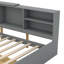 Lit plateforme simple en bois avec tête de lit avec rangement, tablettes et 2 tiroirs, gris-2076383324-2076383315