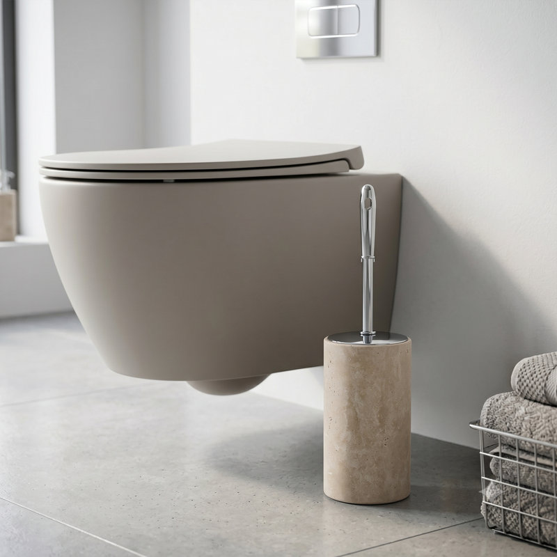 Brosse de toilette 100% marbre, Beige