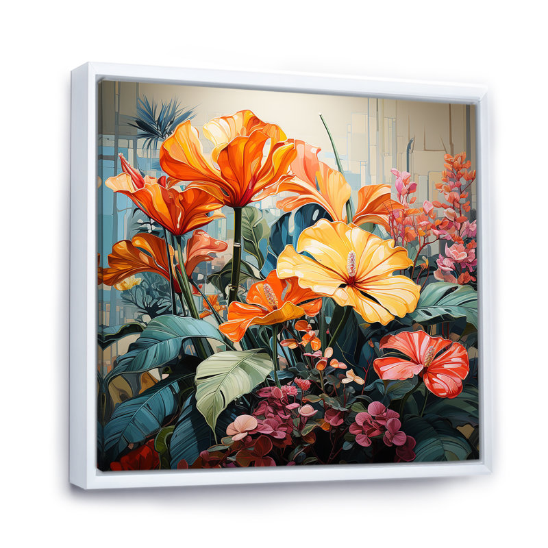 Vibrant Botanical Plants Symphony II, Cadre flottant blanc, H 36 po x l 36 po x P 1,5 po