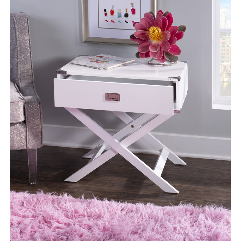 Table de bout avec rangement Makan, blanc