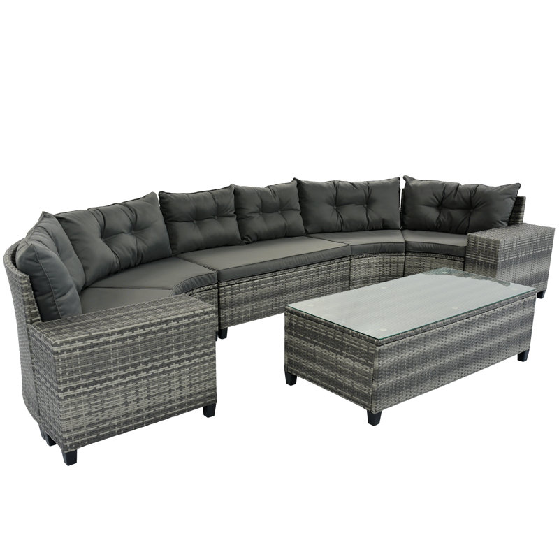 6 - Person Patio Conversation Set with Cushions, Gray