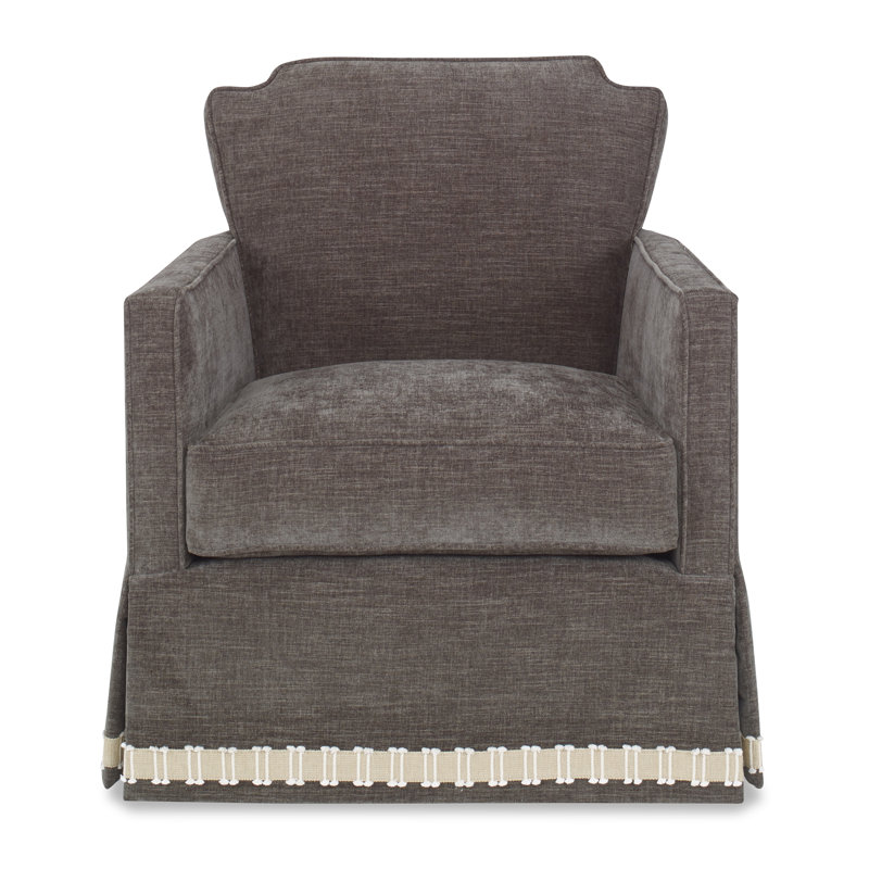 Fauteuil pivotant à jupe Elise, Mélange de polyester acajou Margaret